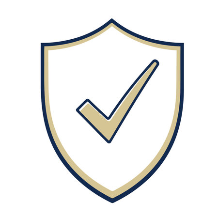 Shield with check mark icon. Security system protection symbol. Vector illustrationのイラスト素材