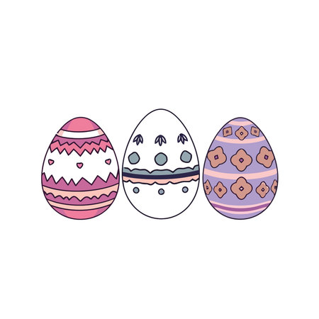 happy easter eggs painted with patterns vector illustration designicon vector illustration graphic designのイラスト素材