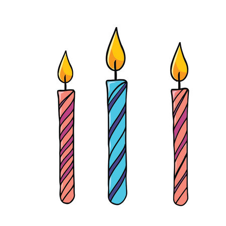 Birthday candles set. Vector illustration in doodle style.のイラスト素材