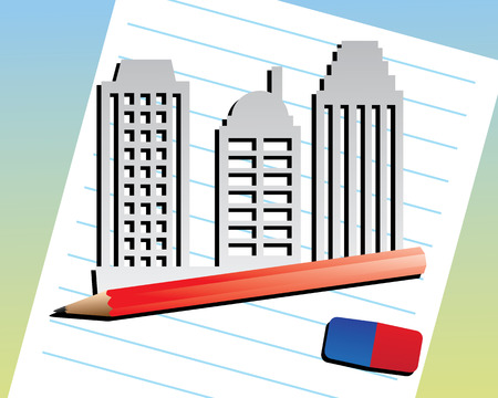 Building design refers to the broadly based architectural, engineering and technical applications to the design of buildingsのイラスト素材