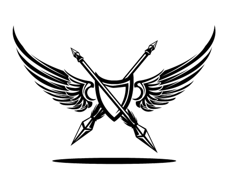 wingshield badge with double spearsのイラスト素材