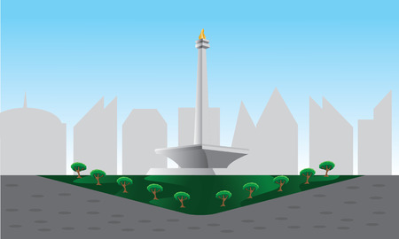 The National Monument (Indonesian: Monumen Nasional, abbreviated Monas) is a 132 m (433 ft) tower in the centre of Merdeka Square, Central Jakarta, symbolizing the fight for Indonesiaのイラスト素材