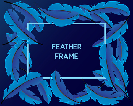 blue feather frameのイラスト素材