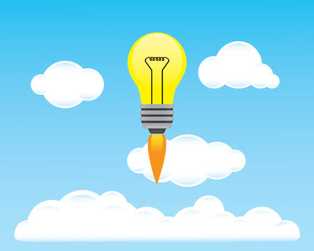 rocket lamp flyingのイラスト素材