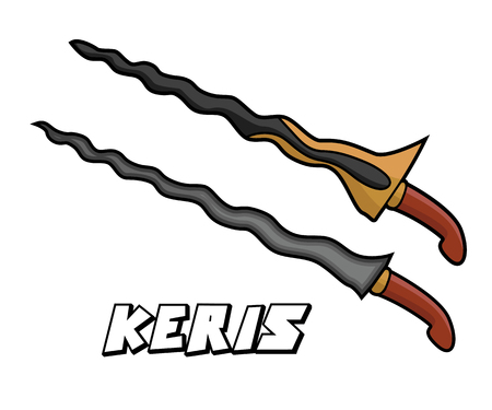 melee weapon keris model cartoon design illustrationのイラスト素材