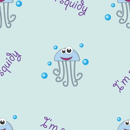 cute squid seamless background illustration designのイラスト素材