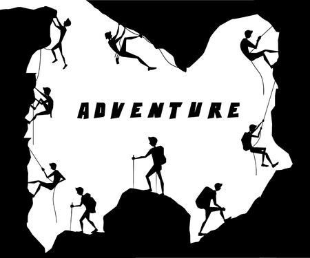 adventure activity silhouette cartoon designのイラスト素材