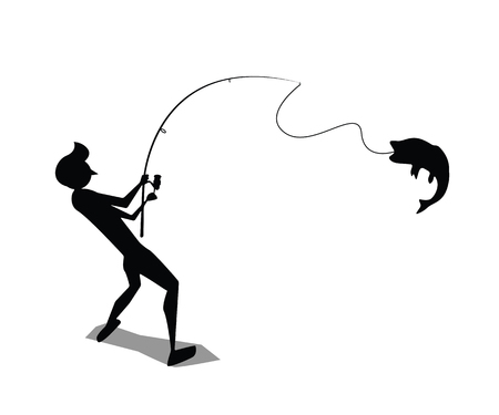 fishing man silhouette cartoon design illustrationのイラスト素材