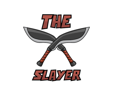 Dual amok kukri weapon - the slayer  cartoon design illustrationのイラスト素材