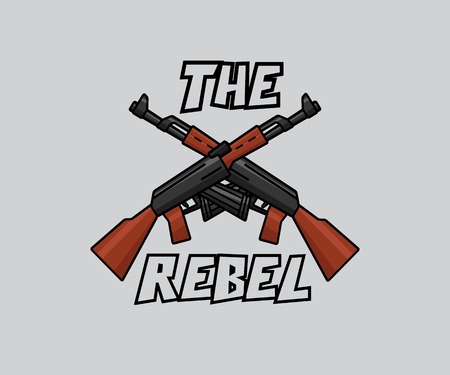 Dual assault rifle weapon cartoon design illustration - the rebelのイラスト素材