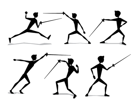 Fencing silhouette movement illustration design.silhouette style design.のイラスト素材