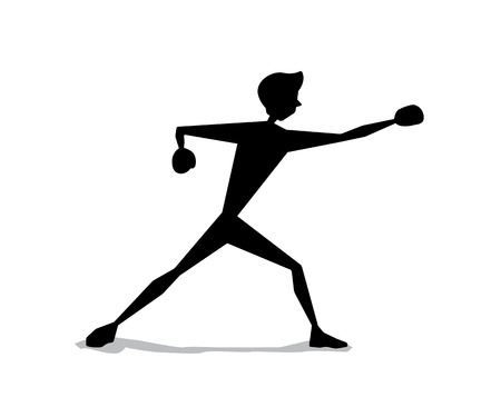Boxing silhouette cartoon movement illustration design. Silhouette cartoon style design.のイラスト素材