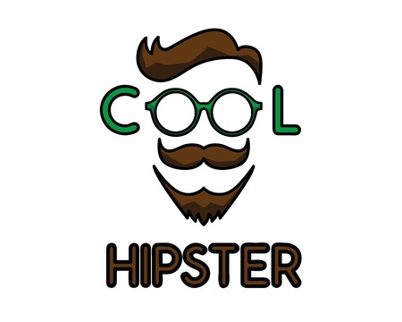 Hipster cool guy illustration design. Cartoon style design for hipster icon illustration.のイラスト素材