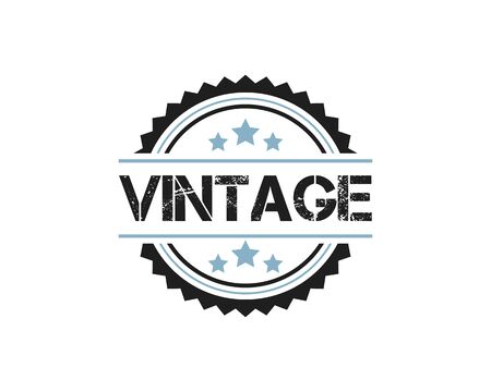 round vintage retro logo badge design illustration,vintage design style, designed for apparel and logoのイラスト素材
