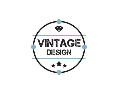 round vintage retro logo badge design illustration,vintage design style, designed for apparel and logoのイラスト素材