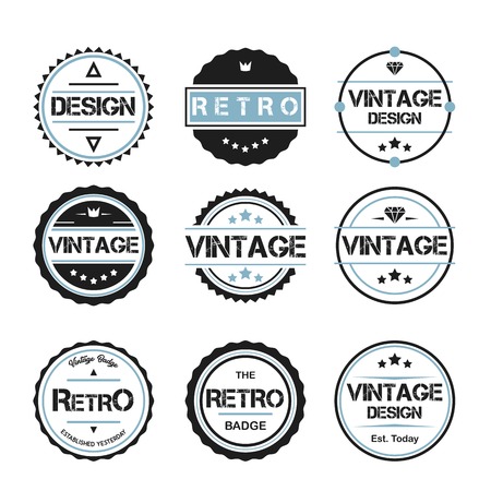 round vintage retro logo badge design illustration,vintage design style, designed for apparel and logoのイラスト素材
