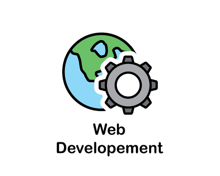 web developement icon search engine optimization cartoon design illustration.cartoon design style, designed for web and appのイラスト素材