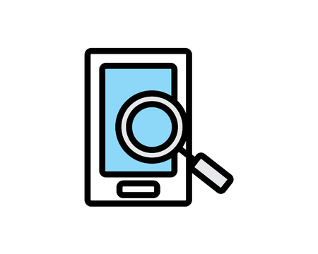 searching in phone icon design illustration,cartoon design style, designed for print and webのイラスト素材