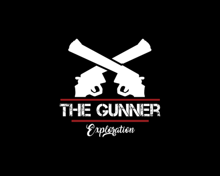 dual pistol vintage design illustration,vintage design style, designed for print and logoのイラスト素材