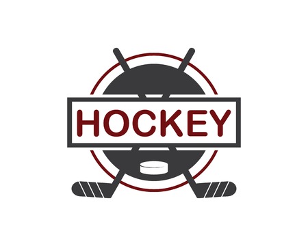 hockey retro badge design illustration,vintage design style, designed for apparel and logoのイラスト素材