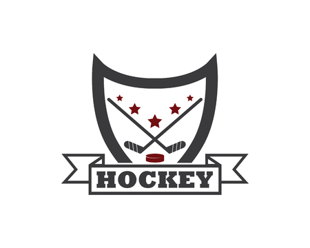 Hockey retro badge design illustration, vintage design style, designed for apparel and icon.のイラスト素材