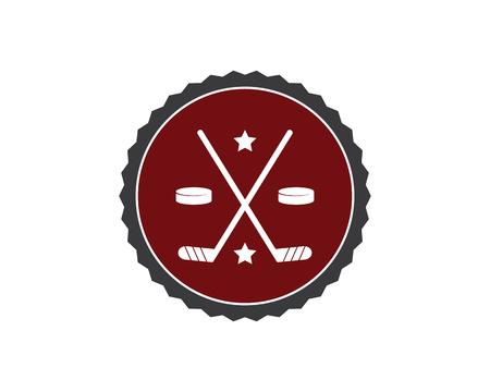 hockey retro badge design illustration,vintage design style, designed for apparel and logoのイラスト素材