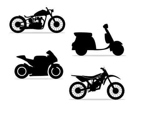 motorcycle silhouette set design illustration, silhouette style design, designed for icon and animationのイラスト素材
