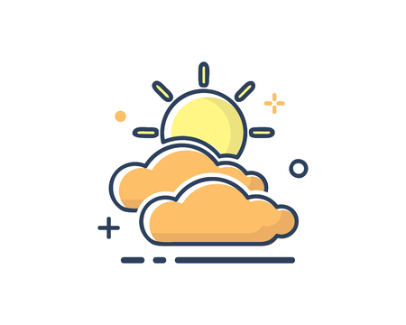 Cloud sun water icon design illustration,line filled style design, designed for web and appのイラスト素材