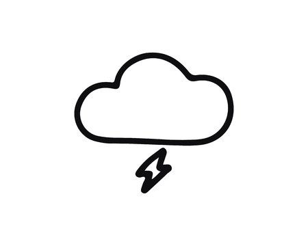 thunder cloud icon design illustration,hand drawn style design, designed for web and appのイラスト素材