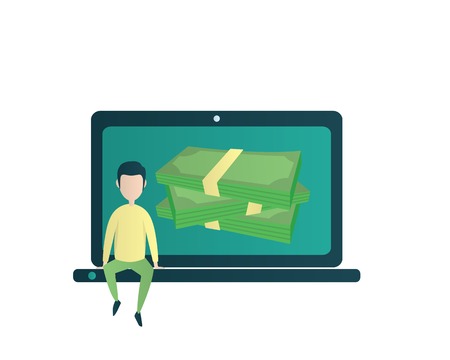 make money online eye catching illustration designのイラスト素材