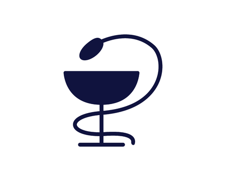 medical snake icon design round illustration,glyph style design, designed for web and appのイラスト素材