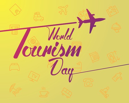 world tourism day cool cute pack app design web bannerのイラスト素材