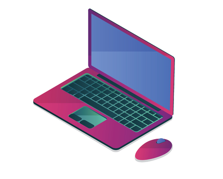laptop technology computer icon illustration isometric styleのイラスト素材
