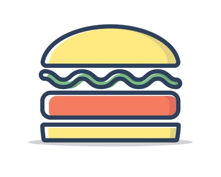 burger line filled icon illustration vectorのイラスト素材