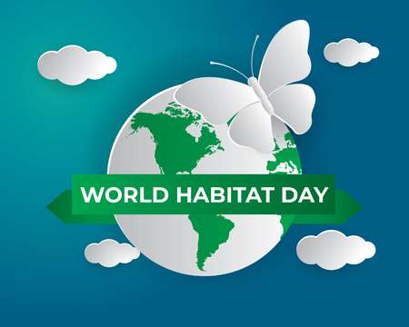 world habitat day illustration world habitat day illustration vector world habitat day paper art illustration vectorのイラスト素材