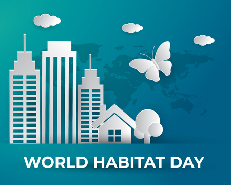 world habitat day illustration world habitat day illustration vector world habitat day paper art illustration vectorのイラスト素材