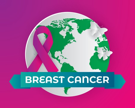 breast cancer awareness illustration vector, breast cancer paper art illustration vector,ribbon illustration vectorのイラスト素材