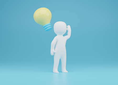 3d of person have a good idea. 3d illustration . 3d renderingの写真素材