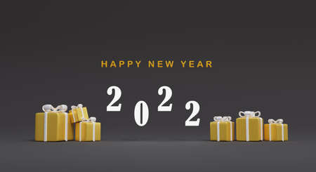happy new year 2022 3d render illustrationの写真素材
