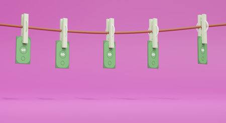3d render of money laundry.perfect for bannerの写真素材