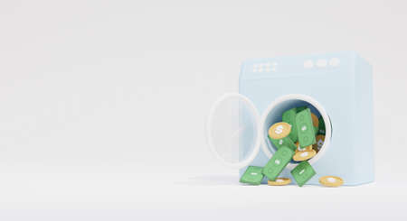 3d render of money laundry.perfect for bannerの写真素材