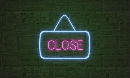 close sign neon light , realistic multicolored extra glowing fontの写真素材