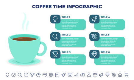 coffee time infographic design template.business infographic template for presentations, banner, workflow layout, process diagram, flow chart and how it workのイラスト素材