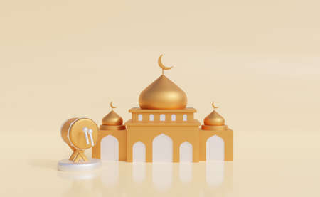 Ramadan Kareem and idul fitri image. Ramadan Kareem 3d illustration with copy space.Traditional religious symbolの写真素材