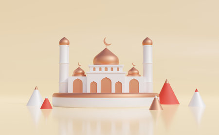 Ramadan Kareem and idul fitri image. Ramadan Kareem 3d illustration with copy space.Traditional religious symbolの写真素材