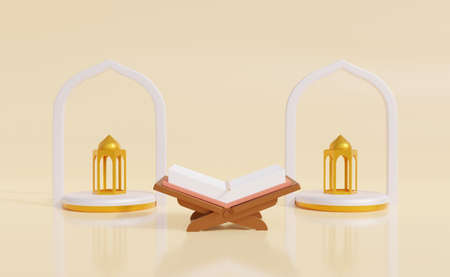 Ramadan Kareem and idul fitri image. Ramadan Kareem 3d illustration with copy space.Traditional religious symbolの写真素材