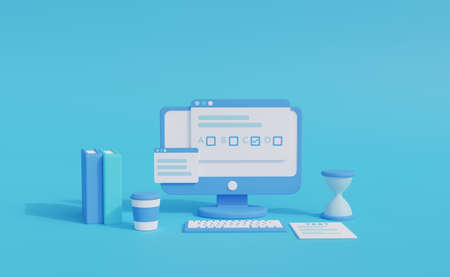 exam illustration cute 3d renderingの写真素材