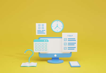exam illustration cute 3d renderingの写真素材