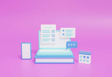 exam illustration cute 3d rendering