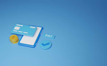 online payment 3d illustration. perfect for banner presentation